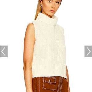 Lyra Top- sleeveless cannoli creme turtle neck sweater